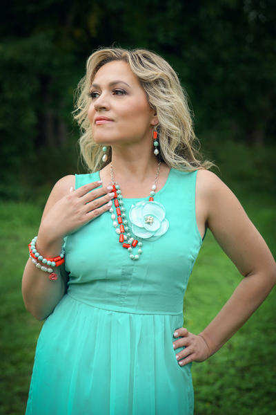 Spring Fantasy jewellery set on a model