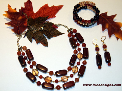 Rhodonite Muse necklace, bracelet and earrings