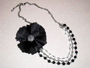 Black & Silver Flower Necklace