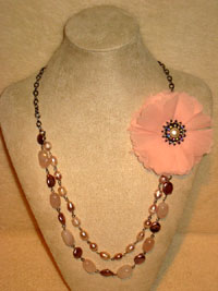 Rose Quartz Flower necklace
