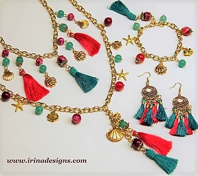 Vibrant Tassels jewellery set